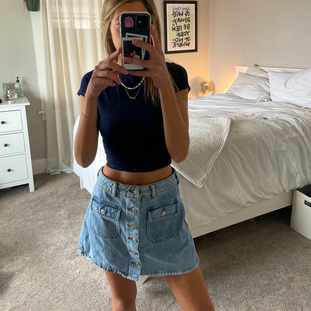 Pacsun denim button up skirt